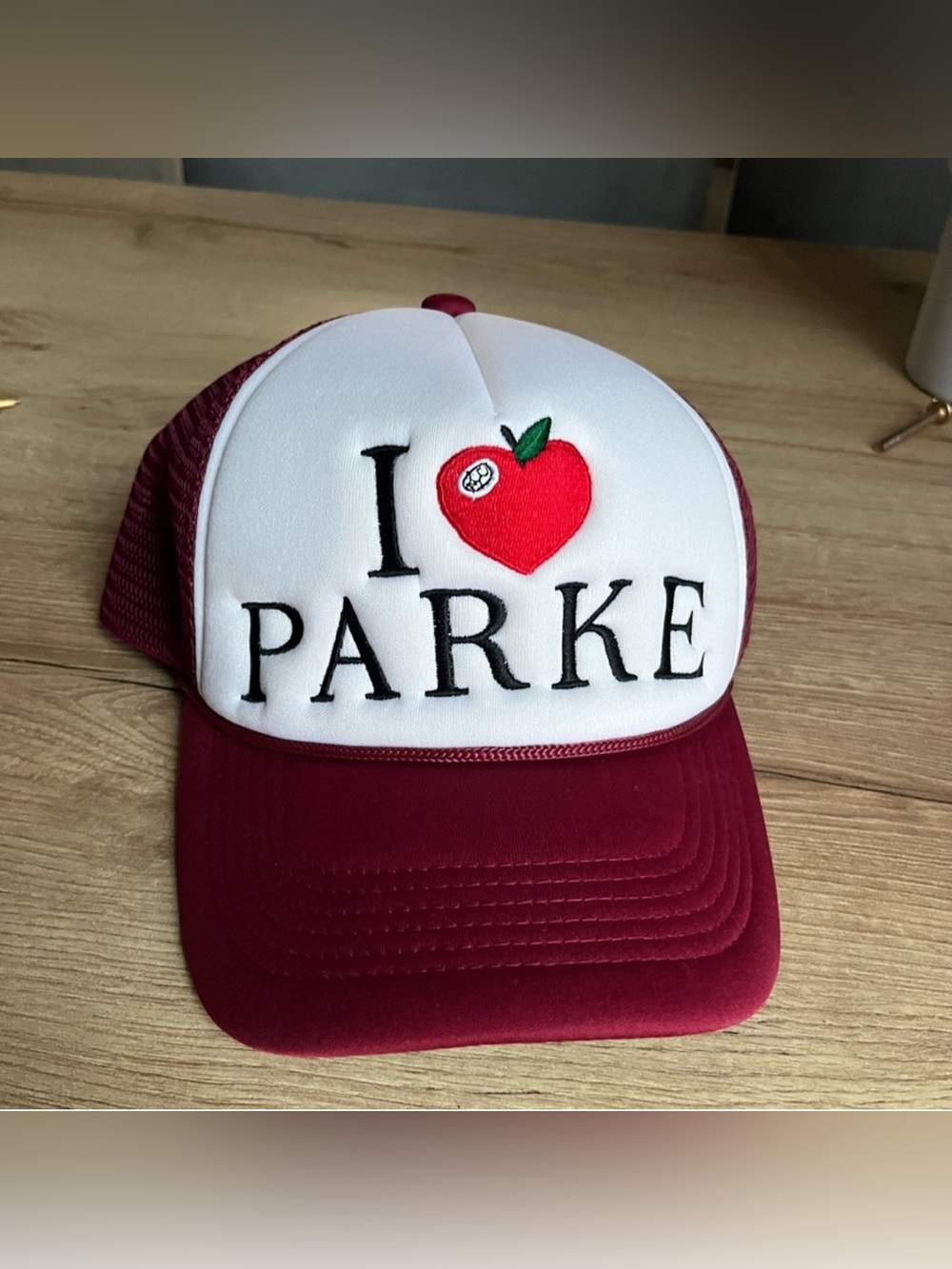 Maroon and White 'I Love Parke' Trucker Hat